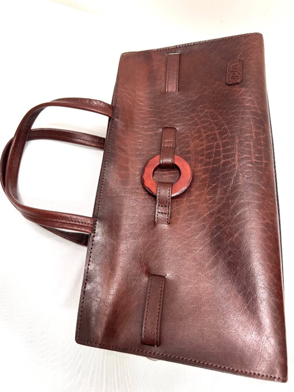New-Classic  IBIZA Aoyama  Choco Brown Leather Hand Shoulder Bag + Silk Scarf (8 - Picture 13 of 16